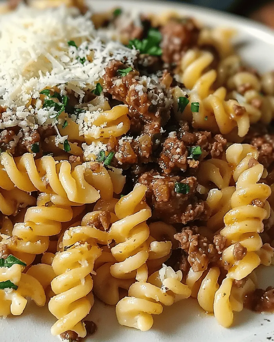 beef and rotini in garlic parmesan sauce: a deliciously easy recipe