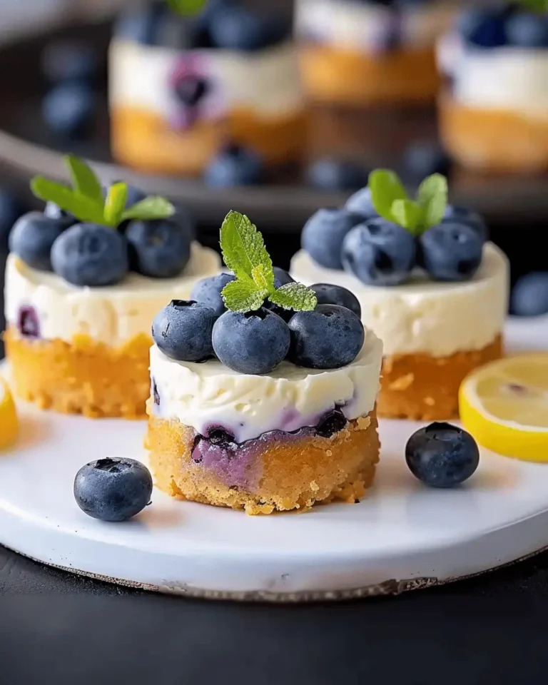 Mini Lemon Blueberry Cheesecakes