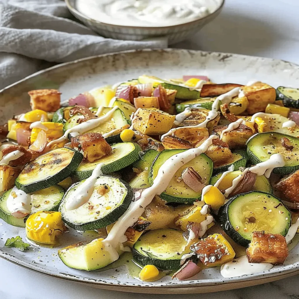 Roasted Zucchini Salad with Yogurt Tahini Sauce