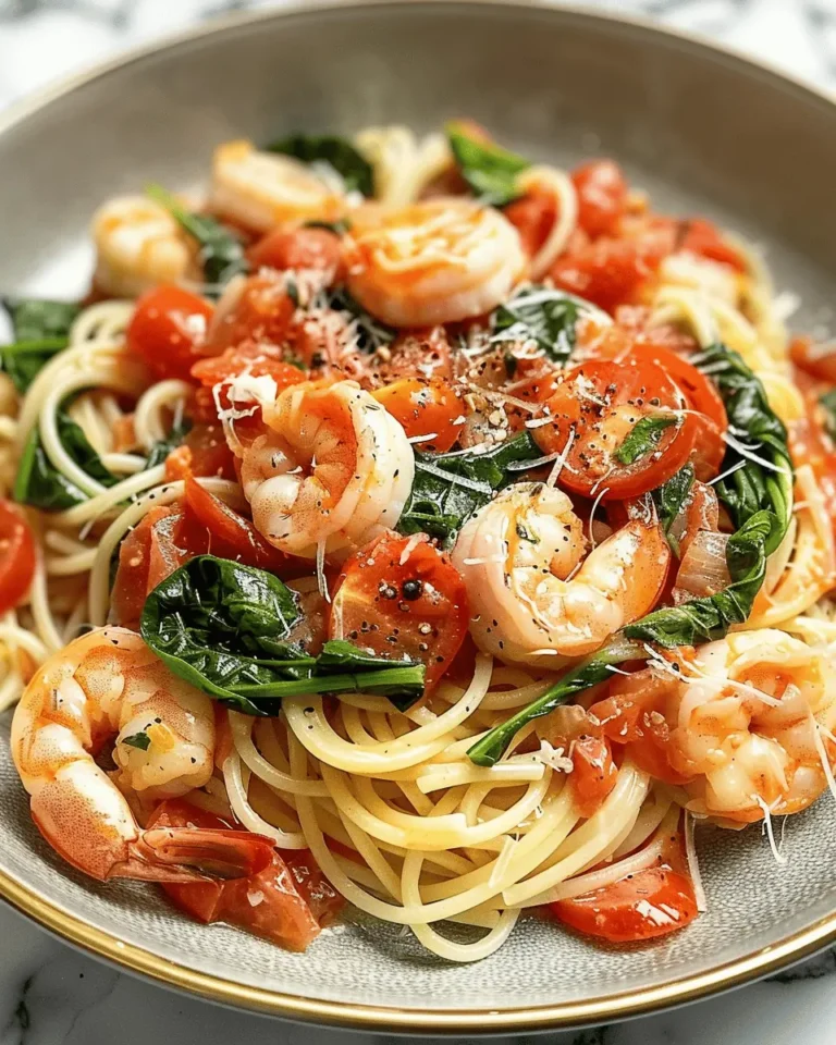 Tomato Spinach Shrimp Pasta