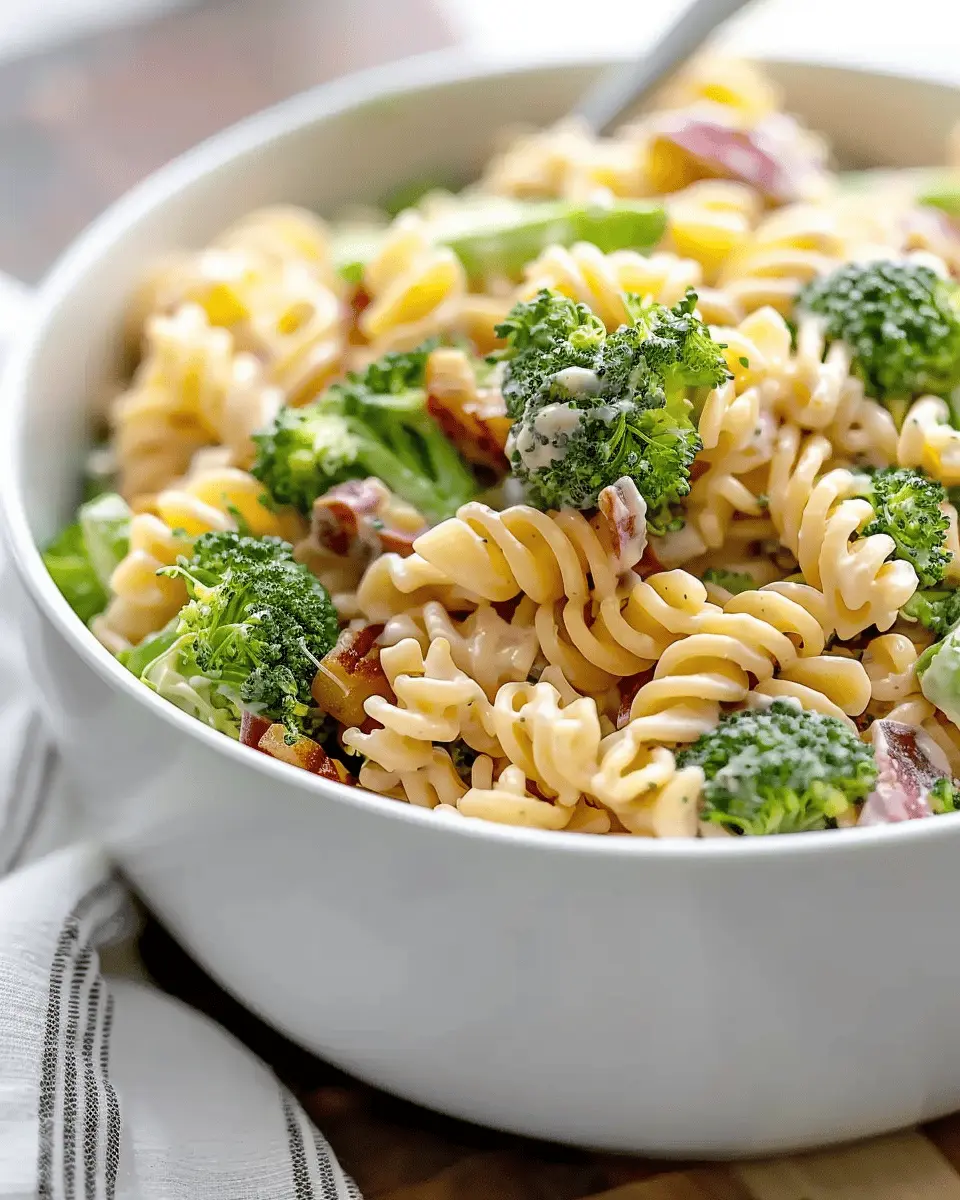 Tasty Broccoli Pasta Salad Recipe with Turkey Bacon Twist