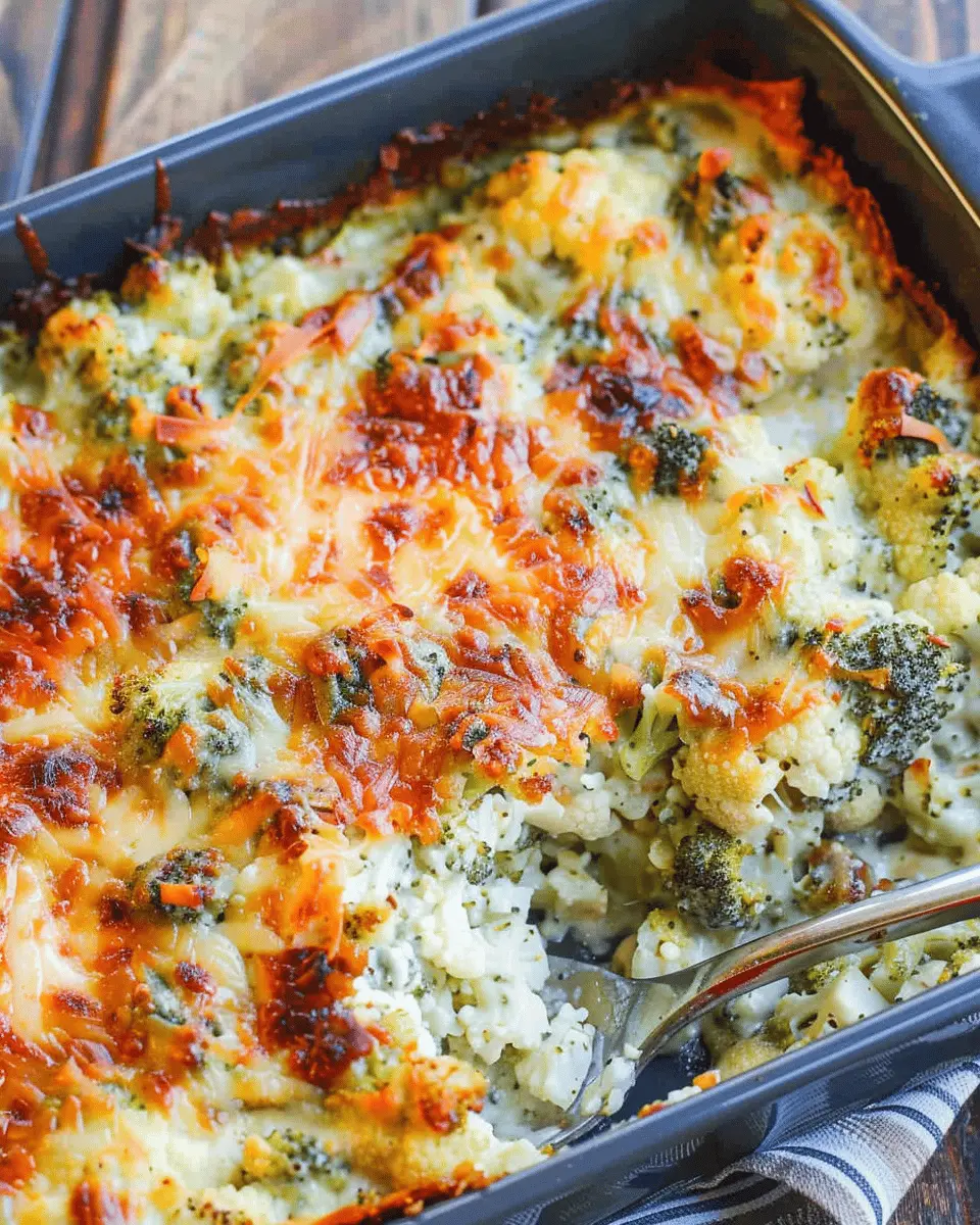 Loaded Cauliflower Broccoli Casserole with Turkey Bacon Delight