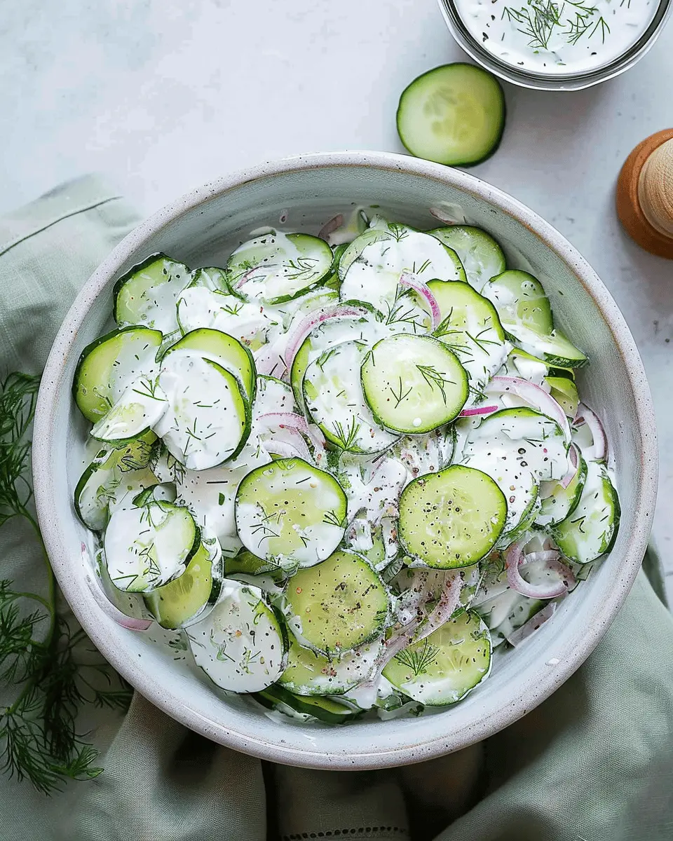 Creamy Cucumber Salad: Easy Refreshing Side with Turkey Bacon