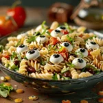 Recipe: Eyeball Pasta Salad – Creepy pasta salad with mozzarella eyeballs