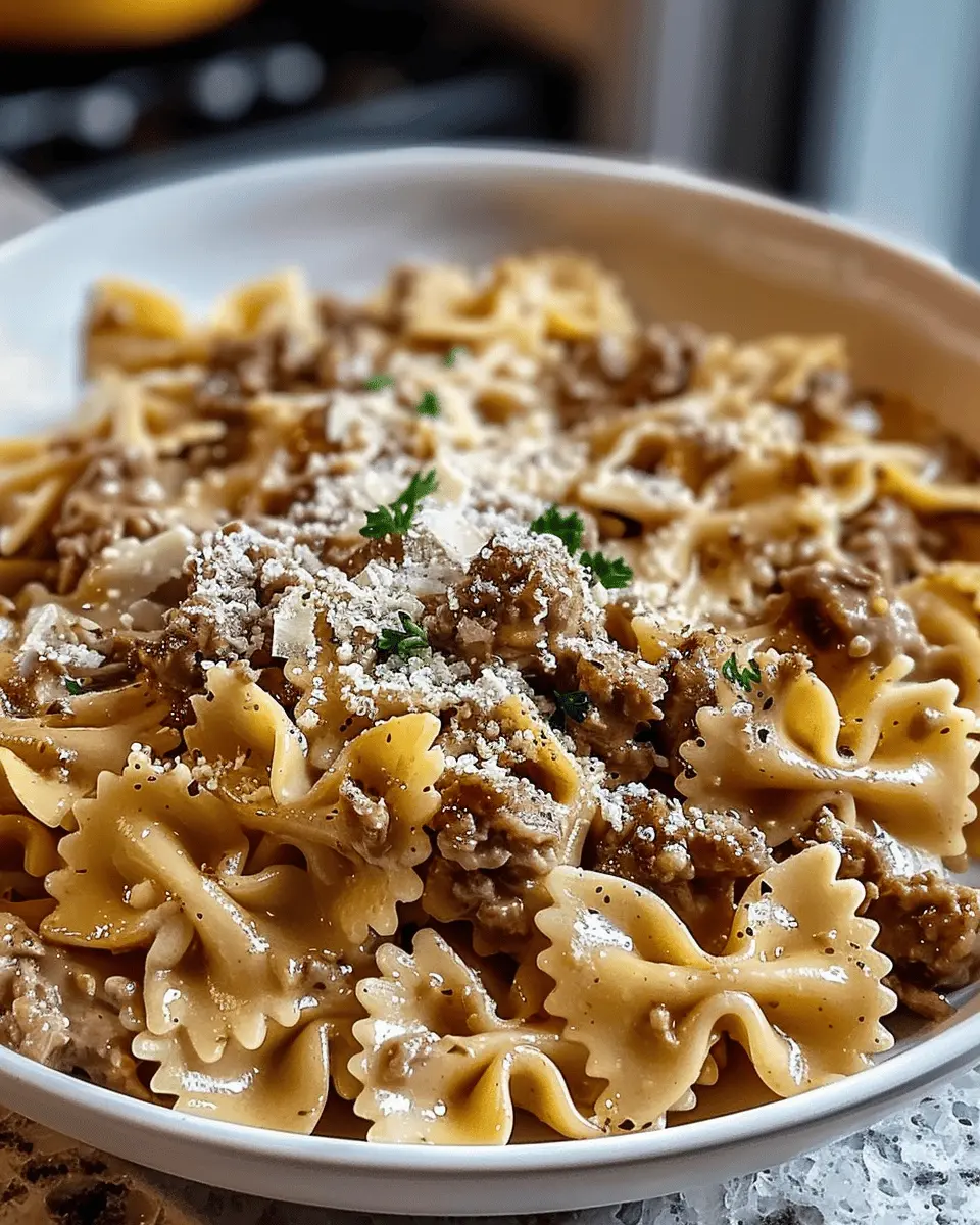 Creamy Parmesan Garlic Beef Bowtie Pasta for Indulgent Nights