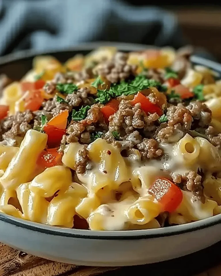 Loaded Cheeseburger Alfredo Pasta