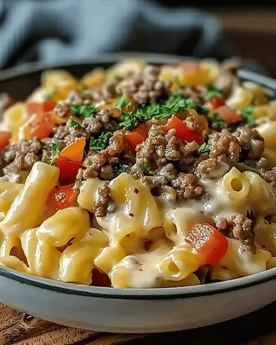 Loaded Cheeseburger Alfredo Pasta: Indulgent Comfort Food Recipe