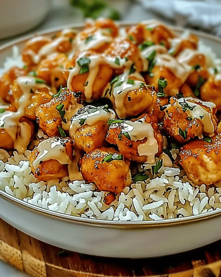 Easy Honey Garlic Chicken Bites Over Creamy Rice Recipe