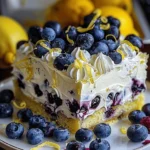 No-Bake Lemon dazzling Blueberry cream Cake