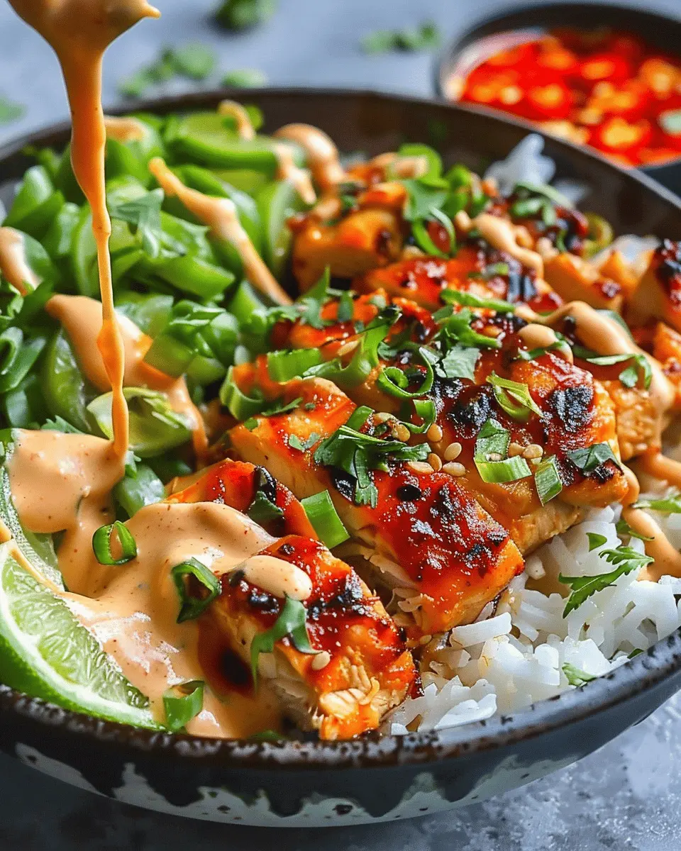Sweet Chili Chicken Bowl: Enjoy a Zesty Coconut Lime Drizzle