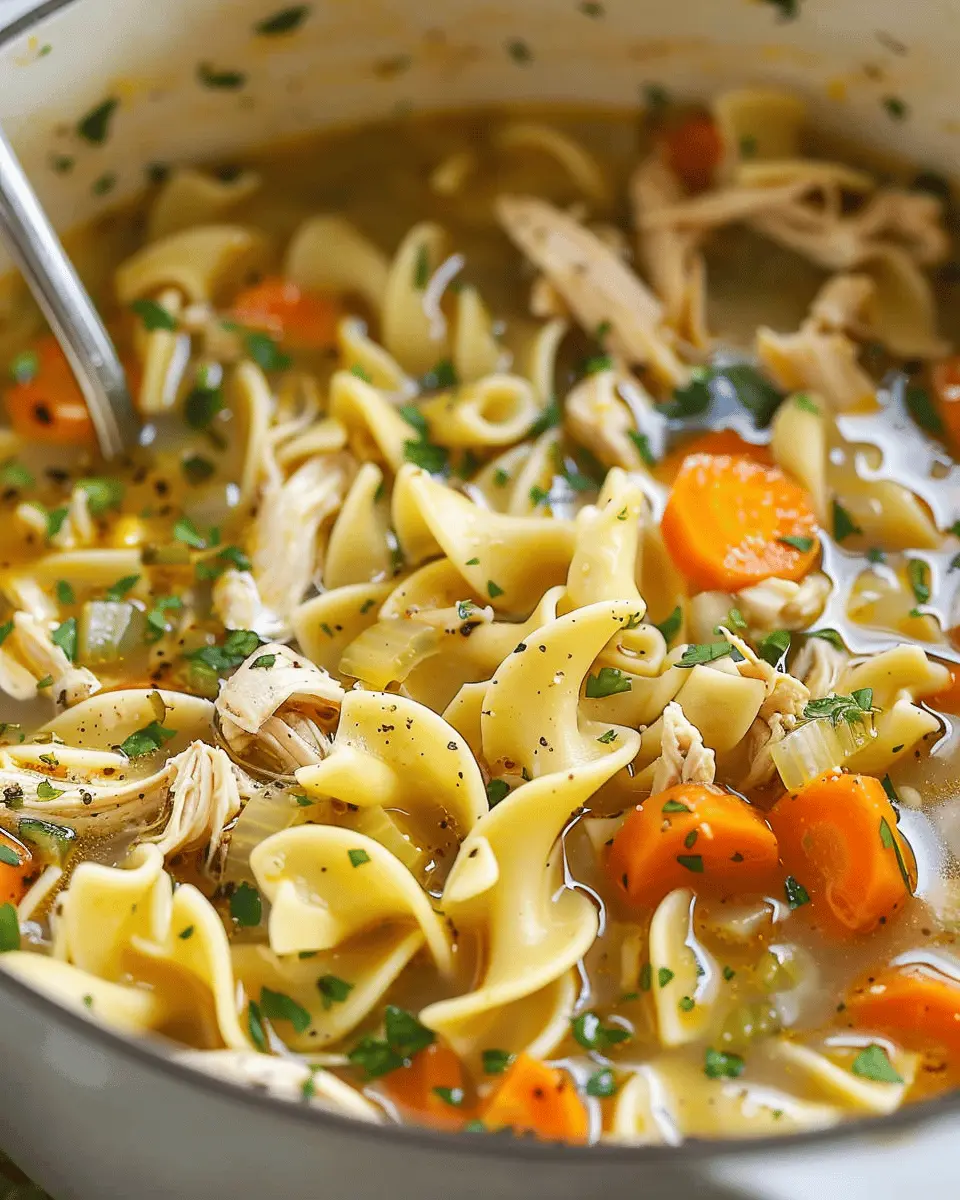 Easy Chicken Noodle Soup: Cozy Comfort with Egg Noodles and Turkey Bacon