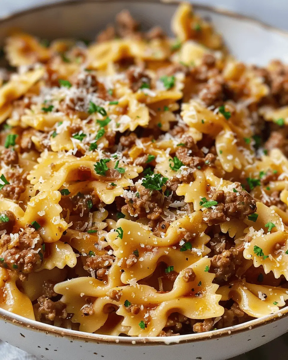Garlic Butter Bowtie Pasta with Ground Beef Recipe: Easy and Delicious