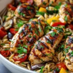 Easy Balsamic Chicken & Veggie Orzo