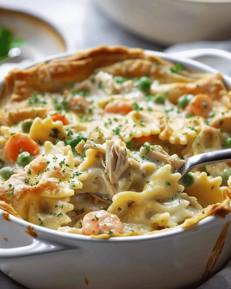 Quick Chicken Pot Pie Pasta: Easy Comfort Food with Turkey Bacon