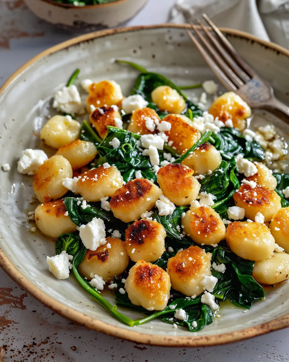 Crispy Gnocchi with Spinach and Feta: A Flavorful Childhood Delight