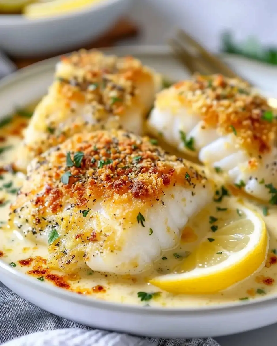 Baked Cod in Coconut Lemon Cream Sauce: Easy Dinner Delight