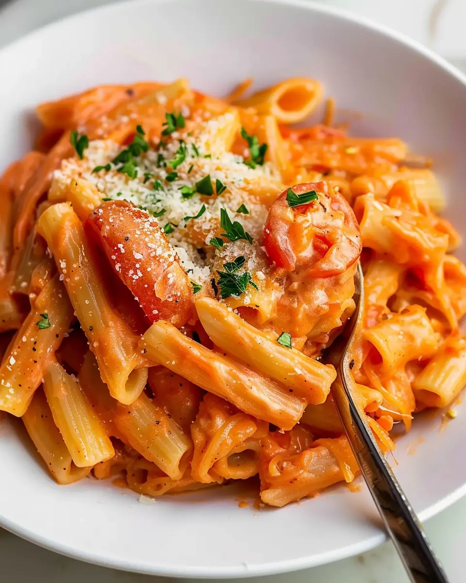 Amazing Creamy Tomato Garlic Pasta with Turkey Bacon for Comfort
