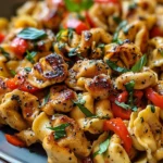 Cowboy Butter Garlic Chicken Tortellini with Fire-Roasted Red Peppers