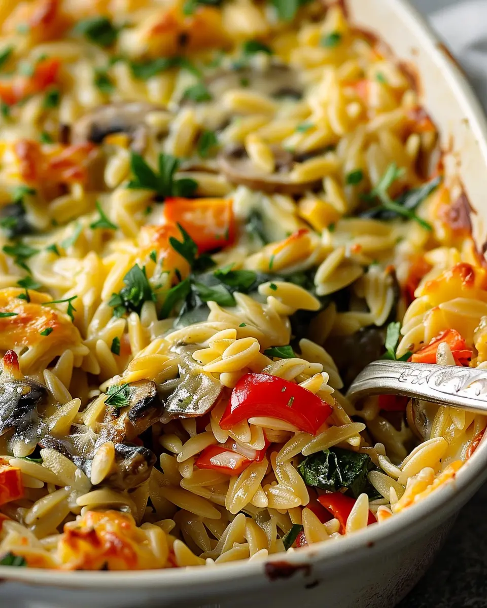 Cheesy Baked Orzo with Vegetables: An Easy Comfort Dish