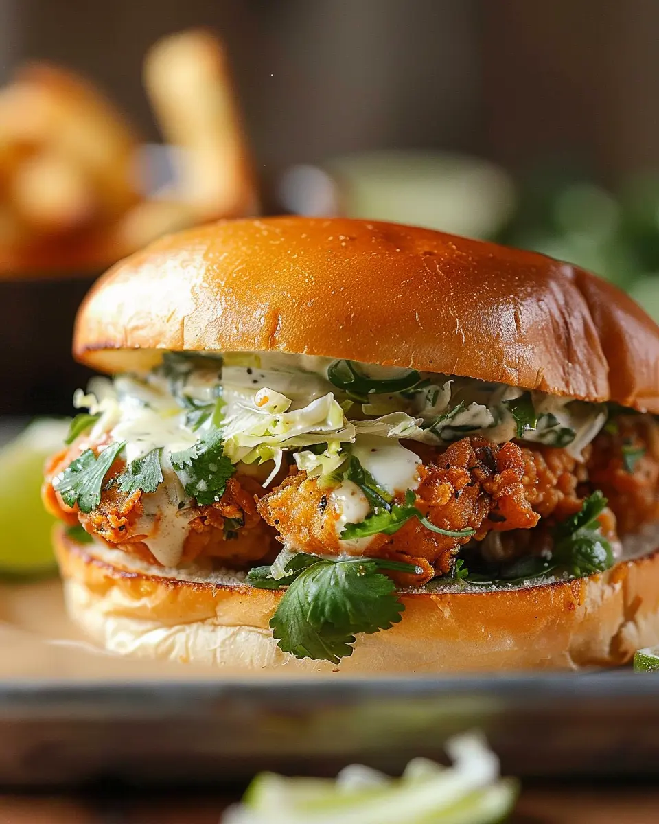 Crispy Cilantro Lime Chicken Sandwich: Easy Air-Fried Delight