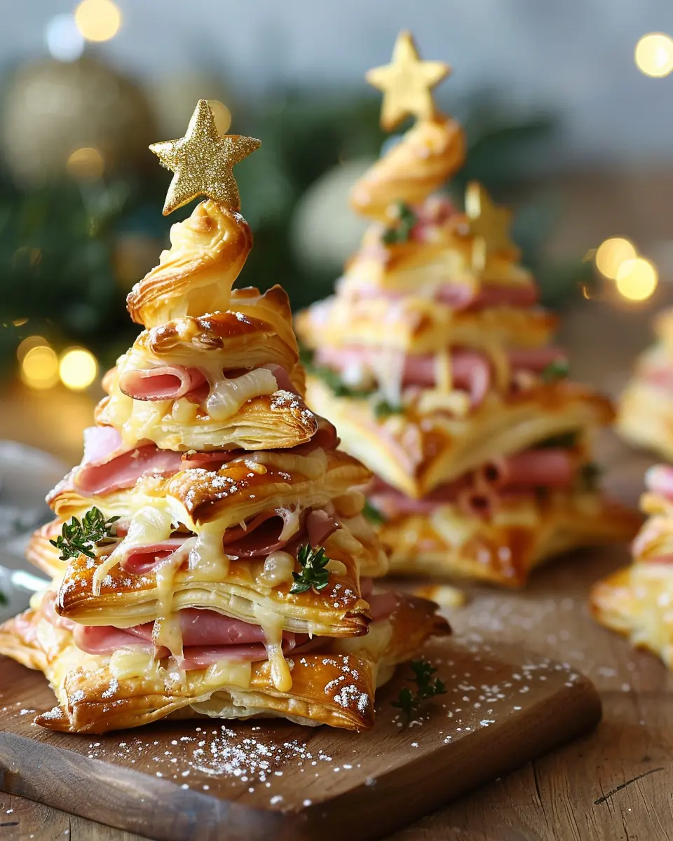 Ham and cheese puff pastry Christmas trees: Easy festive treats