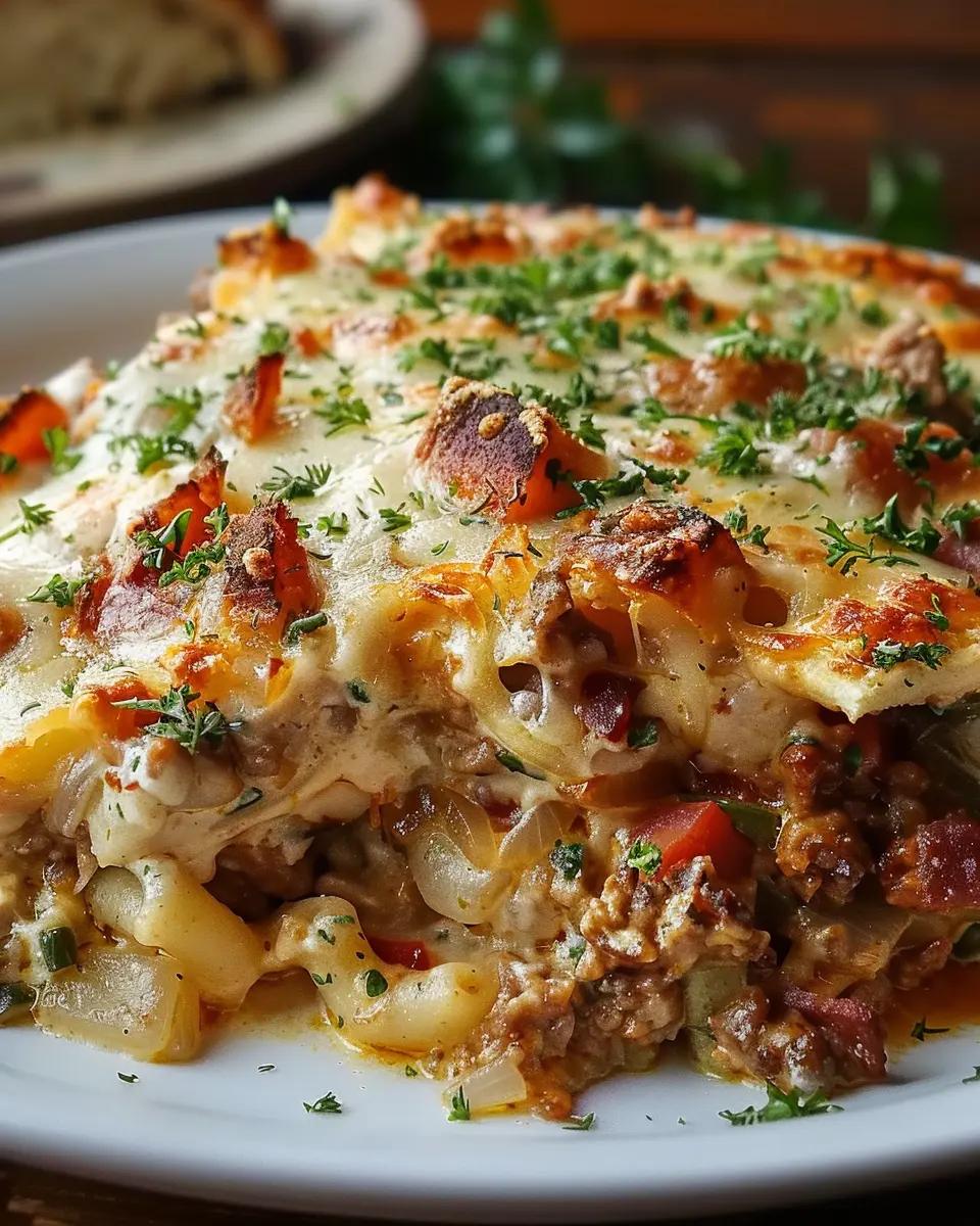 Cowboy Casserole: Easy Comfort Food with Turkey Bacon and Chicken Ham