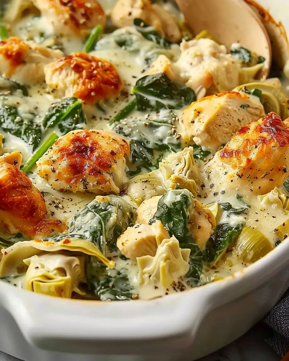 High-Protein Spinach and Artichoke Chicken Casserole Delight