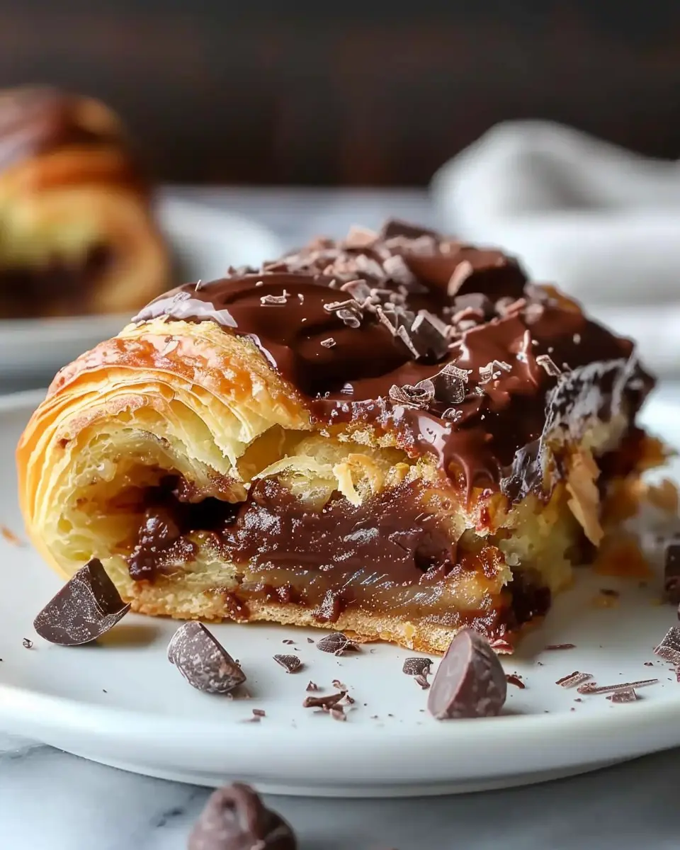 Decadent Chocolate Croissant Breakfast Bake with Turkey Bacon Delight