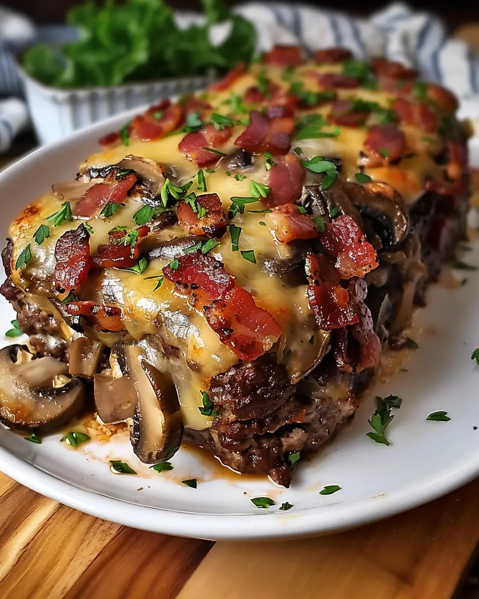 Swiss Bacon Mushroom Meatloaf – Cheesy & Hearty Comfort Food